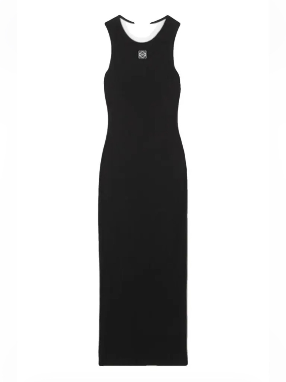 NEW LOEWE Anagram Ribbed Cotton Tank Maxi Dress Black Size S Luxury Minimalist - Picture 10 of 11